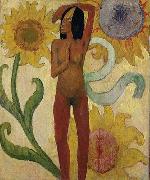 Paul Gauguin Caribbean Woman, or Female Nude with Sunflowers Germany oil painting artist